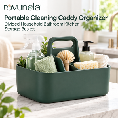 rovunela™ Portable Cleaning Caddy Organizer Divided Household Bathroom Kitchen Storage Basket
