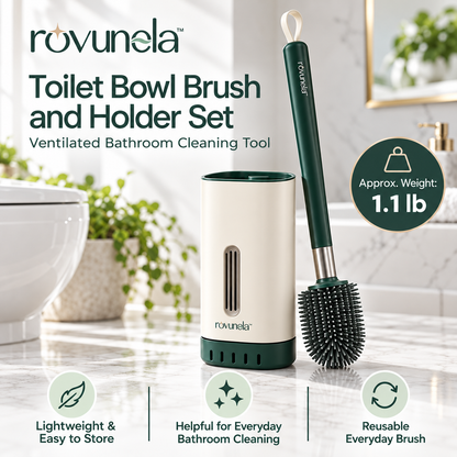 rovunela™ Toilet Bowl Brush and Holder Set Ventilated Bathroom Cleaning Tool