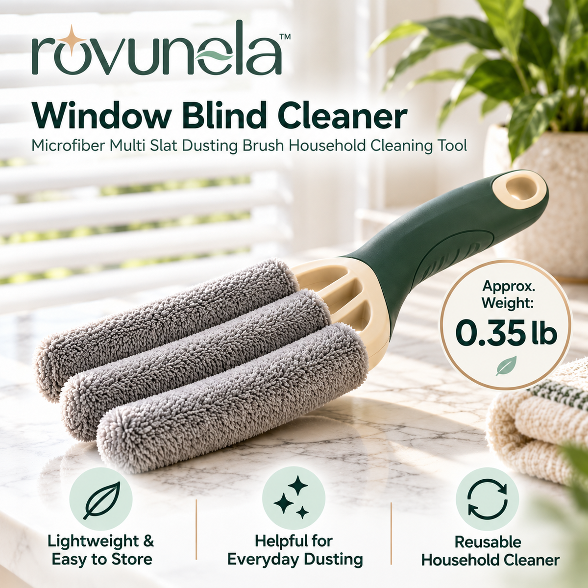 rovunela™ Window Blind Cleaner Microfiber Multi Slat Dusting Brush Household Cleaning Tool