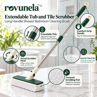 rovunela™ Extendable Tub and Tile Scrubber Long Handle Shower Bathroom Cleaning Brush