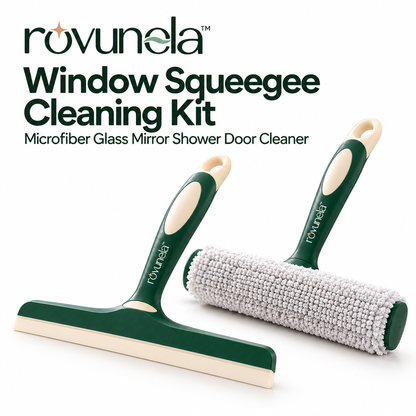 rovunela™ Window Squeegee Cleaning Kit Microfiber Glass Mirror Shower Door Cleaner