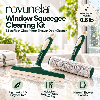 rovunela™ Window Squeegee Cleaning Kit Microfiber Glass Mirror Shower Door Cleaner