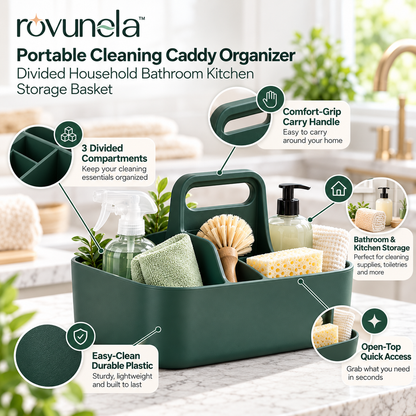 rovunela™ Portable Cleaning Caddy Organizer Divided Household Bathroom Kitchen Storage Basket