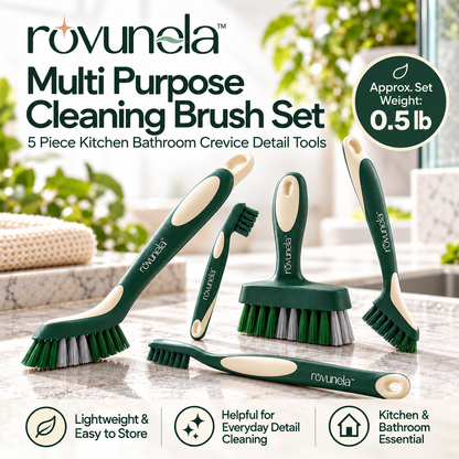 rovunela™ Multi Purpose Cleaning Brush Set 5 Piece Kitchen Bathroom Crevice Detail Tools