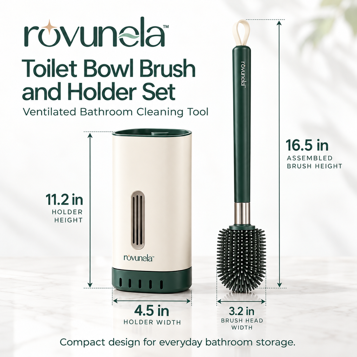 rovunela™ Toilet Bowl Brush and Holder Set Ventilated Bathroom Cleaning Tool