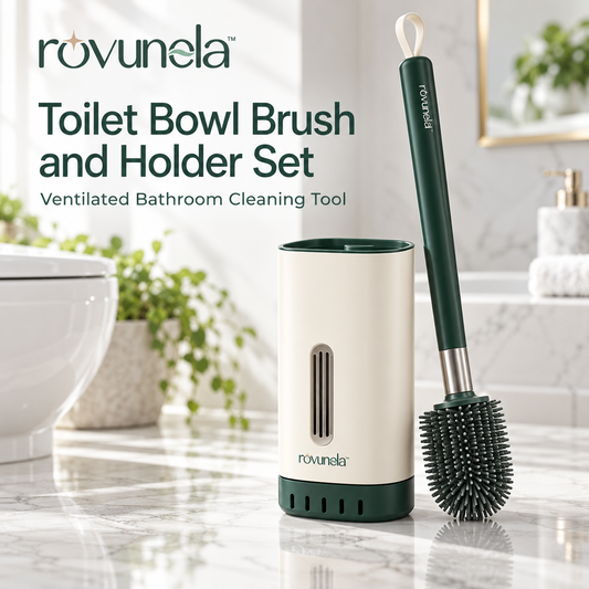 rovunela™ Toilet Bowl Brush and Holder Set Ventilated Bathroom Cleaning Tool