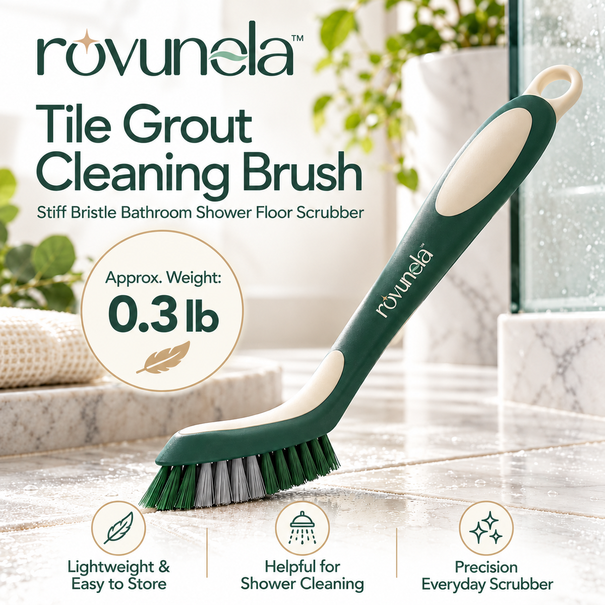 rovunela™ Tile Grout Cleaning Brush Stiff Bristle Bathroom Shower Floor Scrubber