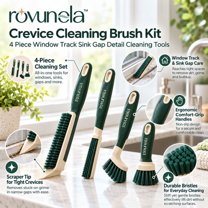rovunela™ Crevice Cleaning Brush Kit 4 Piece Window Track Sink Gap Detail Cleaning Tools