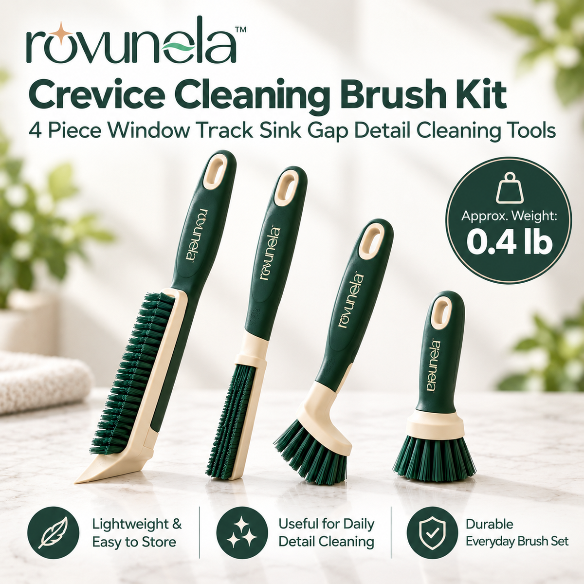 rovunela™ Crevice Cleaning Brush Kit 4 Piece Window Track Sink Gap Detail Cleaning Tools