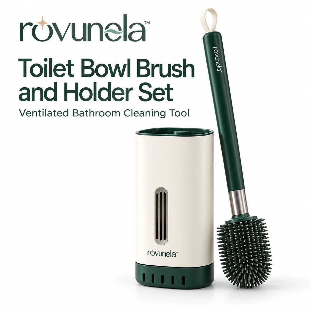 rovunela™ Toilet Bowl Brush and Holder Set Ventilated Bathroom Cleaning Tool