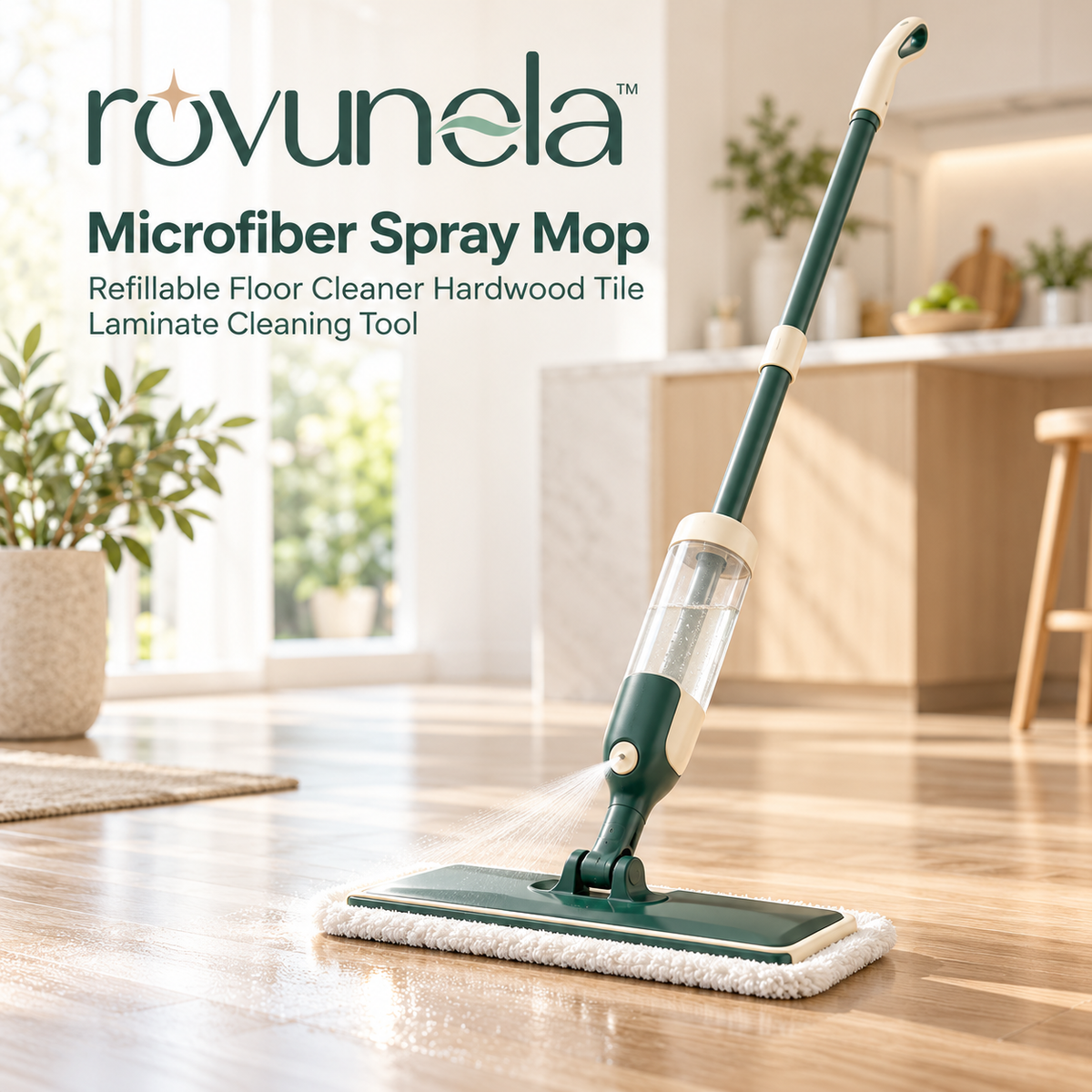 rovunela™ Microfiber Spray Mop Refillable Floor Cleaner Hardwood Tile Laminate Cleaning Tool
