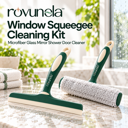 rovunela™ Window Squeegee Cleaning Kit Microfiber Glass Mirror Shower Door Cleaner
